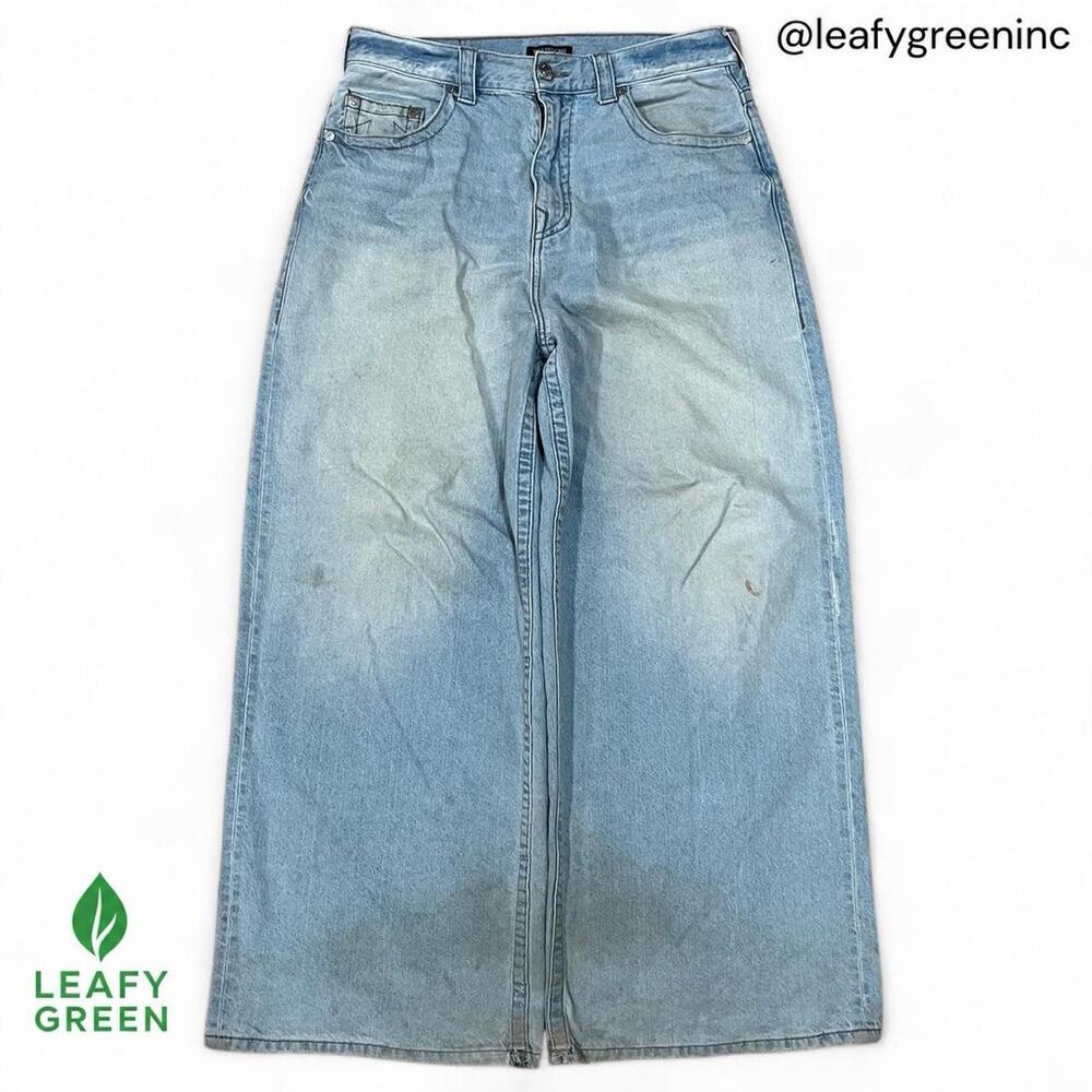 True Religion Light Wash Wide Leg Baggy Jeans us sz 34x30 Flared Horseshoe Ultra
